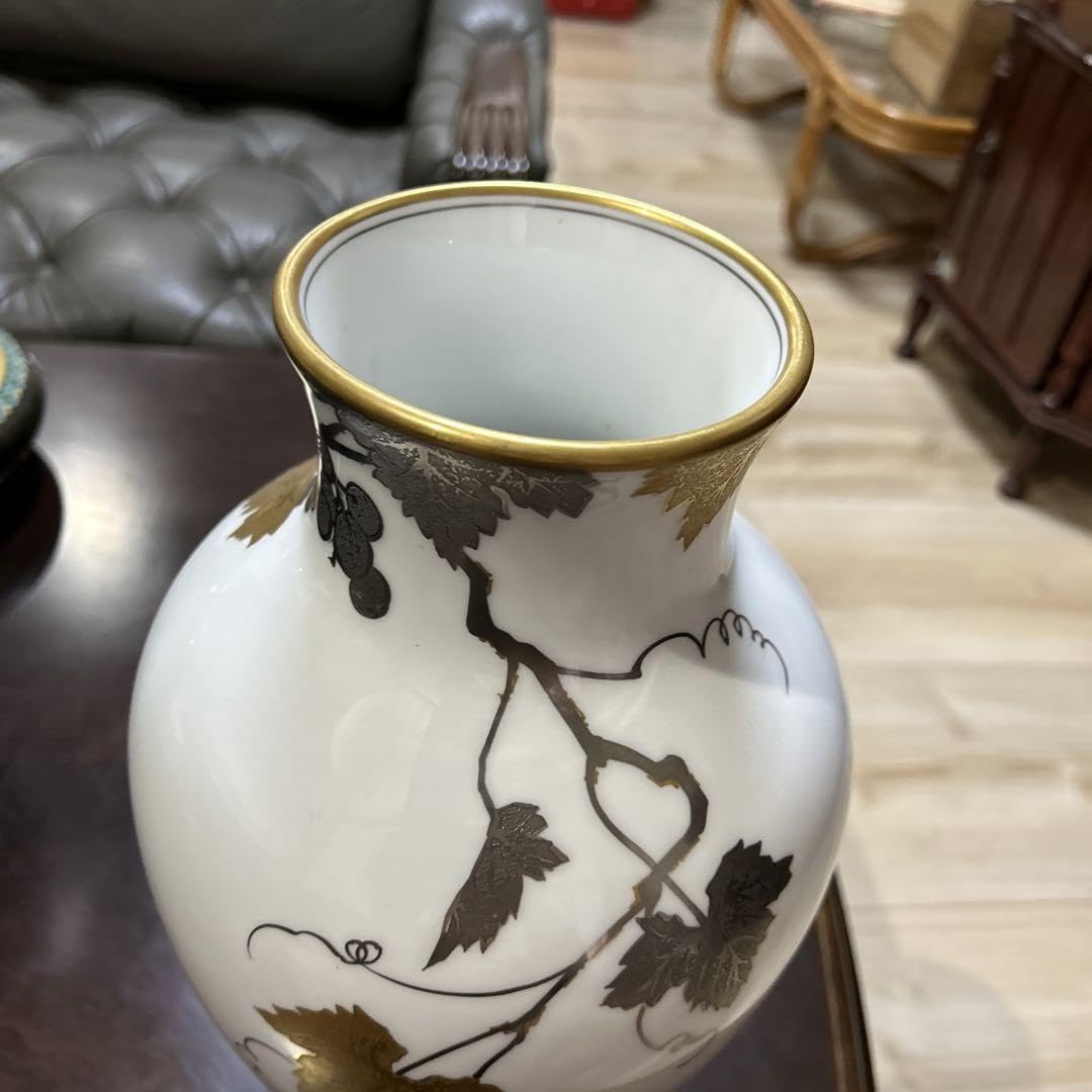 大倉陶園 金蝕ぶどう OKURA花瓶 金蝕葡萄花器 大倉陶園 金 大倉陶園 金蝕ぶどう OKURA花瓶 金蝕葡萄花器 大倉陶園 金